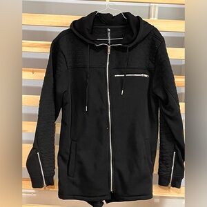 TRUE ROCK Black Quilted Jacket with Silver Zippers